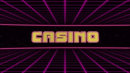 Aufkleber - Casino Title Animated Retro Futuristic 80s 90s Style. Animation squares and retro background