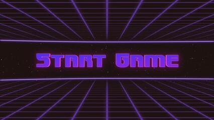 Fototapete - Start Game Title Animated Retro Futuristic 80s 90s Style. Animation squares and retro background