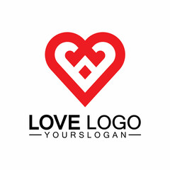 Love logo design vector,geometric hearth logo vector, linear love vector logo concept,Heart shape logo design-Vector