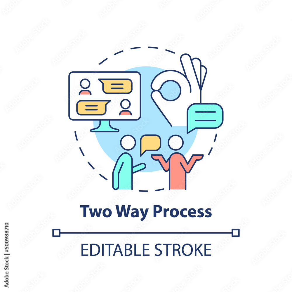 Two Way Time Line Drawing Two way process concept icon. Communication aspect abstract idea thin ...