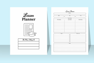 Poster - Daily lesson planner for students KDP interior. Student's daily activity tracker and lesson planner template. KDP interior notebook. Daily class lesson tracker and goal checker KDP interior.