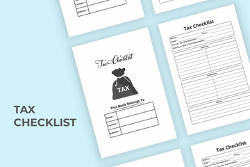 Poster - Income tax info recorder KDP interior. Government tax record checklist and employee information journal template. KDP interior notebook. Tax information log book with income and expense statement.