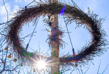 Canvas Print - typical maypole in bavaria