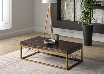 Wall Mural - 3D rendering modern interior coffee table . Decorated .