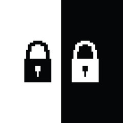 Poster -  pixel lock icon vector  pixel art for 8 bit game