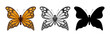 © Віталій Баріда - Butterfly insect set. Butterflies colorful, black  and silhouette group. Vector illustration isolated on white.