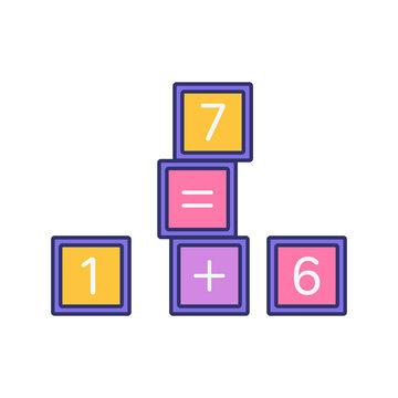 Vector illustration of cartoon cubes with numbers.