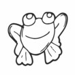Doodle freehand drawn black and white cartoon happy frog