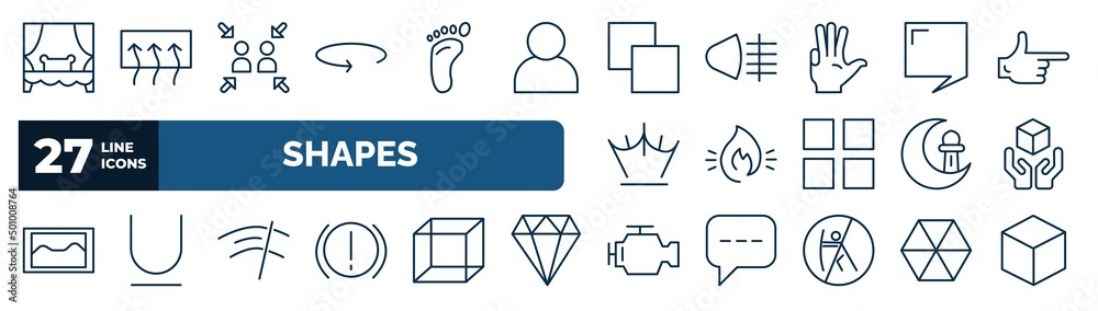 set of shapes web icons in outline style. thin line icons such as spa ...