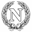 Napoleonic letter N symbol inside a laurel wreath, vector illustration on the white background