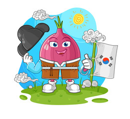 Wall Mural - red onion korean culture vector. cartoon character