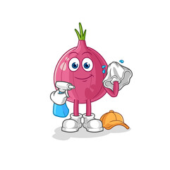 Canvas Print - red onion cleaner vector. cartoon character