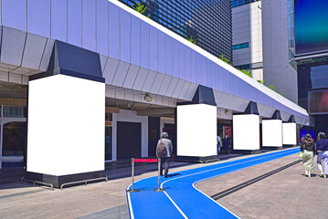 Wall Mural - Outdoor billboard advertisement mock-up background of buildings in big cities, 도시의 건물옥외 전광판광고 목업배경