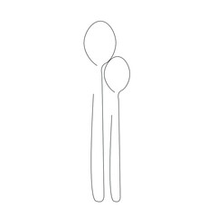 Wall Mural - Spoons near plate line drawing vector illustration