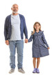 © Pixel-Shot - Senior man with his little granddaughter holding hands on white background