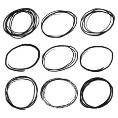 Poster - Hand drawn scribble line circles. Doodle circular for message note mark design element. vector illustration
