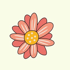 Wall Mural - Flower color icon with outline vector design 