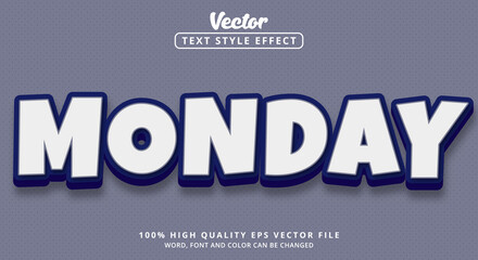 Poster - Editable text effect, Monday text with blue and white color style