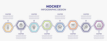 Hockey Concept Infographic Template With 8 Step Or Option. Included Speed Bag, Asian Hat, Slim Body, Belts, Black Belt, Playoff Icons For Abstract Background.