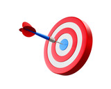 Fototapeta Desenie - Red and blue arrow aim to dartboard target or goal of success, business achievements concept. 3d illustration.