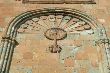 Wall Mural - Close View Of Bas-Relief At The Exterior Facade Of Ancient Svetitskhoveli Monastery