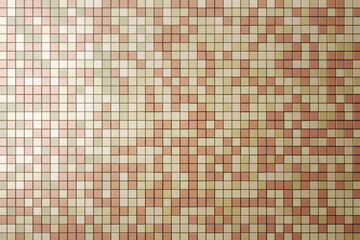 Poster - Beige ceramic wall and floor tiles abstract background. Design geometric mosaic texture for bathroom decoration. Simple seamless pattern for backdrop advertising banner poster or web. 3D Rendering.