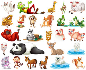 Wall Mural - Set of animal cartoon character