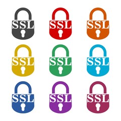 Canvas Print - SSL lock pad icon color set