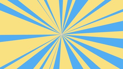 Poster - Stripe ray blue and yellow rotating in circle. Seamless loop. For summer or retro background