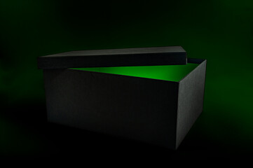 black box with green light