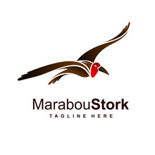 Marabou Stork Logo With Simple Concept