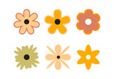 Fototapeta Psy - Set of colorful retro flowers. Vector illustration
