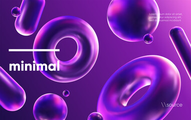 Poster - 3D background with gradient geometric shapes. Eps10 vector.