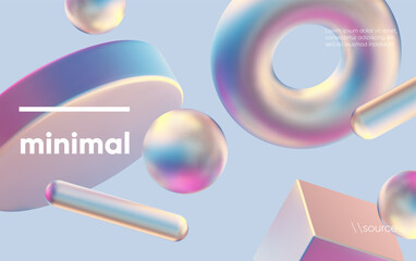 Fototapete - 3D background with gradient geometric shapes. Eps10 vector.