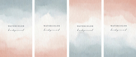 set of vector universal watercolor backgrounds with copy space for text. design for social media, st