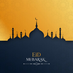 Wall Mural - Eid Mubarak or Ramadan Kareem festival Islamic greeting design background with luxurious golden color.