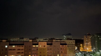 Wall Mural - thunderstorm in the city, night, evening