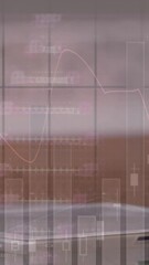 Wall Mural - animation of dna strand, statistics and data processing over businessman using tablet