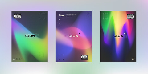 Wall Mural - futuristic dark poster designs with trendy glowing soft gradient shapes.