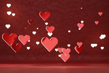 Aufkleber - 3d heart on background. heart icon, like and love 3d render illustration