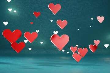 Aufkleber - 3d heart on background. heart icon, like and love 3d render illustration