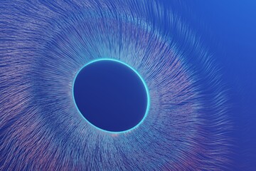 Poster - Abstract eye. Centric motion of star trails. Starburst dynamic lines or rays. 3d rendering illustration. Background pattern for design