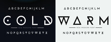 COLD WARM Sports Minimal Tech Font Letter Set. Luxury Vector Typeface For Company. Modern Gaming Fonts Logo Design.
