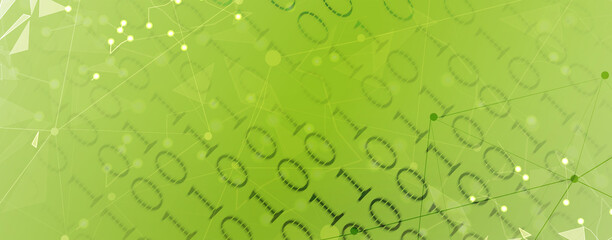 Bytes of binary code run through network. Abstract futuristic technology syberspace