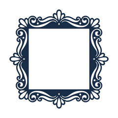 Square frame, laser cut template, vintage decor element, vector.