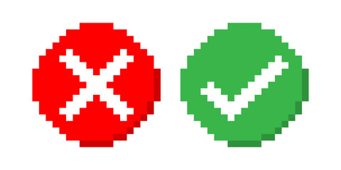 Check mark pixel icon set