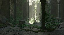 Underground Abandoned Temple Isolated White Background 3d Illustration