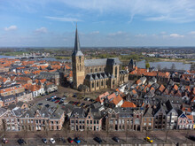 Church 'Bovenkerk' In Historical City Kampen In The Netherlands. Aerial