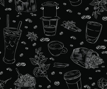 Vietnamese Coffee Pattern, Perfect For Printing On Fabric And Paper Or Scrap Metal Reservation.