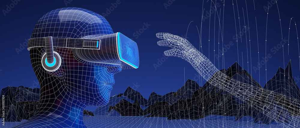 The metaverse concept of future. VR virtual digital reality cyber .and ...